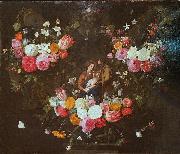 Jan Van Kessel Garland of Flowers with the Holy Family oil on canvas